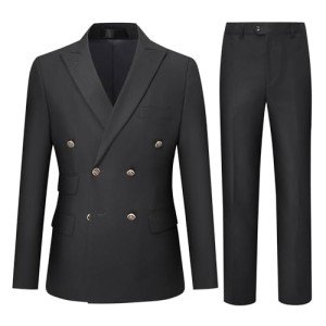 Cloudstyle Men's Slim Fit Double-Breasted Suit Set