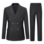 Cloudstyle Men's Slim Fit Double-Breasted Suit Set