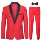 Floral Print Two-Piece Men's Suit - Red Large