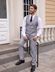 Slim Fit 2-Piece Men's Suit Set - Silver Grey