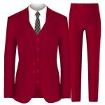 Red Slim Fit 3-Piece Suit Set for Men