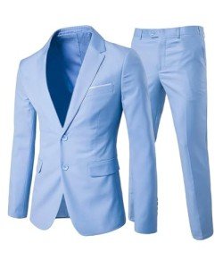Light Blue Slim Fit 2-Piece Men's Suit Set