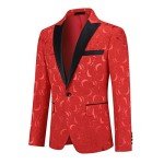 Men's Floral Jacquard Suit Set - Red, Small