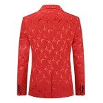 Men's Floral Jacquard Suit Set - Red, Small
