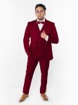 Red Slim Fit 3-Piece Suit Set for Men
