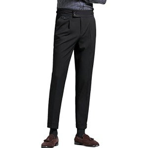 Black High-Waisted Slim Fit Trousers for Men