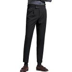 Black High-Waisted Slim Fit Trousers for Men