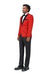 Men's Floral Jacquard Suit Set - Red, Small