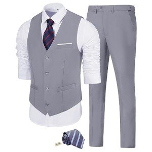 Men's Slim Fit 2-Piece Suit Set - Gray XL