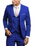 Royal Blue Men's 3-Piece Slim Fit Suit