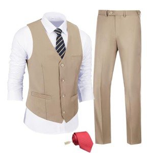 Men's Slim Fit 2-Piece Suit Set - Champagne
