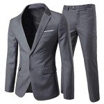 Men's Slim Fit 2-Piece Dark Gray Suit Set