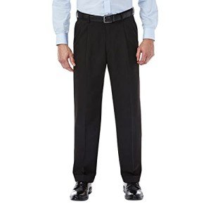 Haggar Men's Black Dress Pants with Expandable Waistband