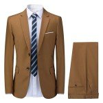 Slim Fit 2-Piece Men's Suit in Dark Coffee