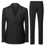 Men's Black Double Breasted Pinstripe Tuxedo Suit
