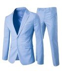 Light Blue Slim Fit Men's 2-Piece Suit Set