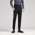 Black High-Waisted Slim Fit Trousers for Men
