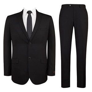 Men's Slim Fit 2-Piece Black Suit Set