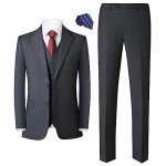 Men's Slim Fit 3-Piece Suit in Dark Grey