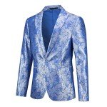 Men's Blue Paisley Dress Suit Set, Medium