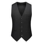 MOGU Men's Slim Fit Black Tuxedo 3 Piece Suit