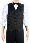 Men's Black Paisley Suit Vest & Tie Set