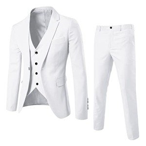 Men's Slim Fit 3 Piece Suit - White