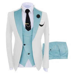 Light Blue Men's 3-Piece Slim Fit Suit Set