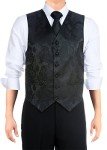 Men's Black Paisley Suit Vest & Tie Set