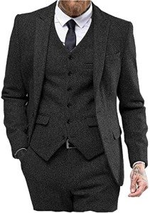 Men's Herringbone Tweed 3-Piece Wedding Suit