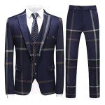 Men's Blue Plaid 3-Piece Suit Set - X-Large