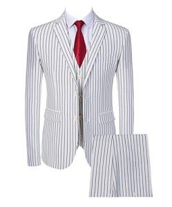 Men's Slim Fit 3-Piece Pinstripe Suit Set