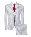 Men's Slim Fit 3-Piece Pinstripe Suit Set