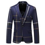 Men's Blue Plaid 3-Piece Suit Set - X-Large