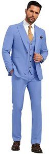 Men's Slim Fit 3 Piece Light Blue Suit