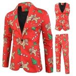 Men’s Slim Fit 3-Piece Christmas Gingerbread Suit