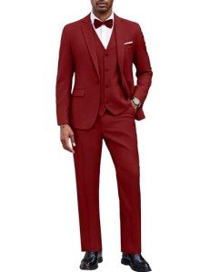 Men's 3-Piece Slim Fit Red Suit Set