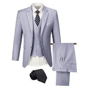 Light Grey Slim Fit 3-Piece Men's Suit Set