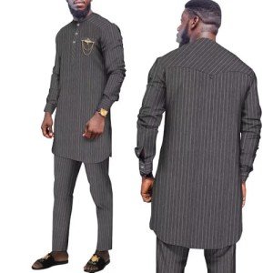Men's Traditional African Stripe Blazer and Pants Set