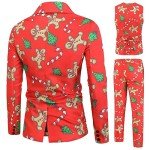 Men’s Slim Fit 3-Piece Christmas Gingerbread Suit
