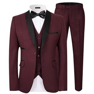 Wine Red Slim Fit 3-Piece Men’s Suit