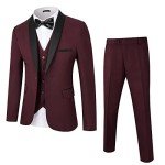 Wine Red Slim Fit 3-Piece Men’s Suit
