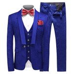 MOGU Men's Blue Casual Slim Fit 3-Piece Suit