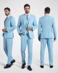 Sky Blue Men's Blazer Vest Pants Set