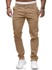 HUNGSON Men's Slim Fit Stretch Chinos - Khaki