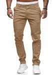 HUNGSON Men's Slim Fit Stretch Chinos - Khaki