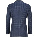 Navy Blue Plaid 3-Piece Men's Suit Set