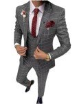 Slim Fit 3-Piece Plaid Suit for Men & Boys