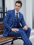 Slim Fit Green Plaid 3-Piece Suit for Men