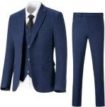 Mrbuerly Men's 3-Piece Navy Blue Suit Set